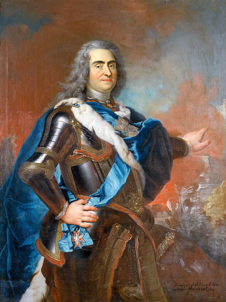 #OTD in 1670, Augustus II the Strong, Elector of Saxony, King of Poland and Grand Duke of Lithuania was born. According to some he fathered some 380 chilsren, broke horseshoes with his bare hands and organised animal tossing contests.