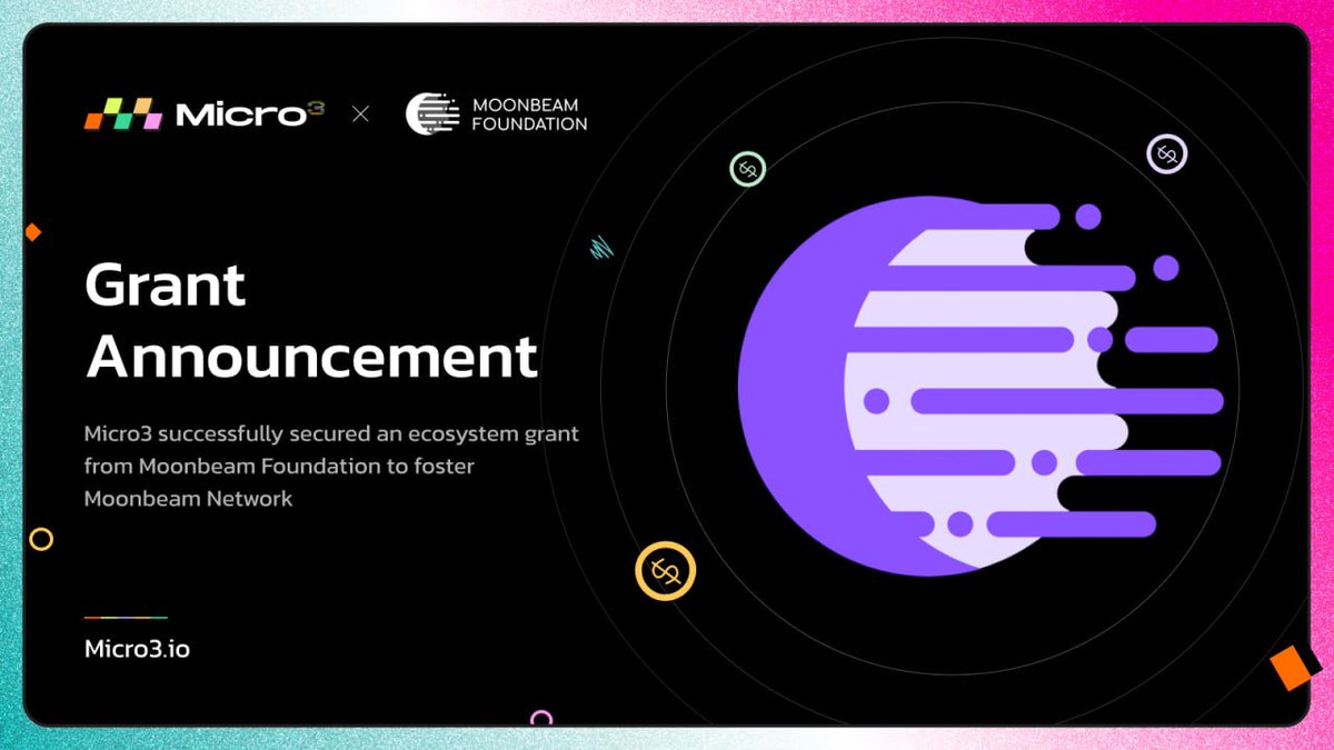 ucanseeofficial's tweet image. Great news for #Micro3! 
🚀 Micro3 has received a grant from the Moonbeam Foundation! 🌙

This significant moment strengthens their reputation and empowers them to advance and expand the @MoonbeamNetwork community.