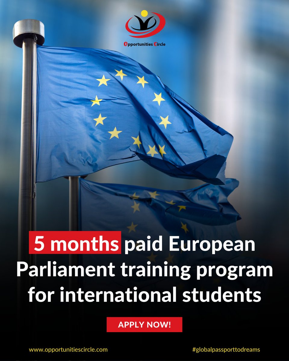 European Parliament Traineeships

Apply now: tinyurl.com/jxr6vac5?utm_s…

Benefits:
• Receive a monthly stipend, a travel allowance, a grant for the traineeships.
• The individual will have the opportunity to explore the inner workings of the EU.
• Opportunity to visit Europe .