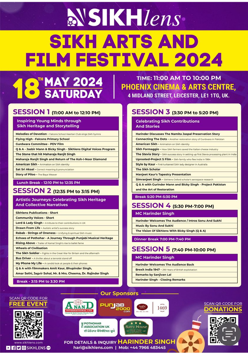 🎥✨ **Join Us at the Sikhlens UK Film Festival!** ✨🎥 📅 **Date:** Saturday, May 18, 2024 📍 **Location:** Phoenix Cinema & Arts Centre, Leicester, UK ⏰ **Time:** 11:00 AM to 10:00 PM We're excited to invite you to the 2nd Annual Sikhlens Arts and Film Festival in Leicester!