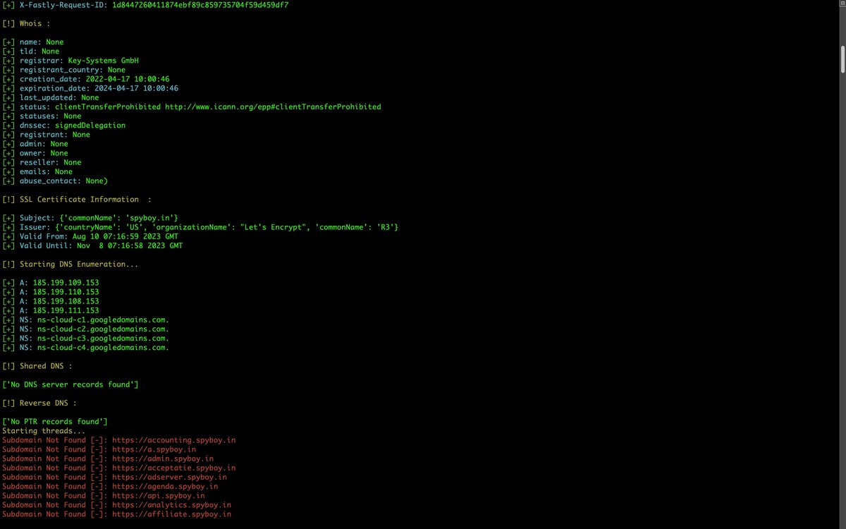 hack_git's tweet image. Omnisci3nt

Web reconnaissance tool with features like IP lookup, domain info, SSL details, DNS enumeration, subdomain discovery, port scanning, web crawling, technology analysis, Wayback Machine exploration, DMARC record check, and more.

github.com/spyboy-product…

#cybersecurity