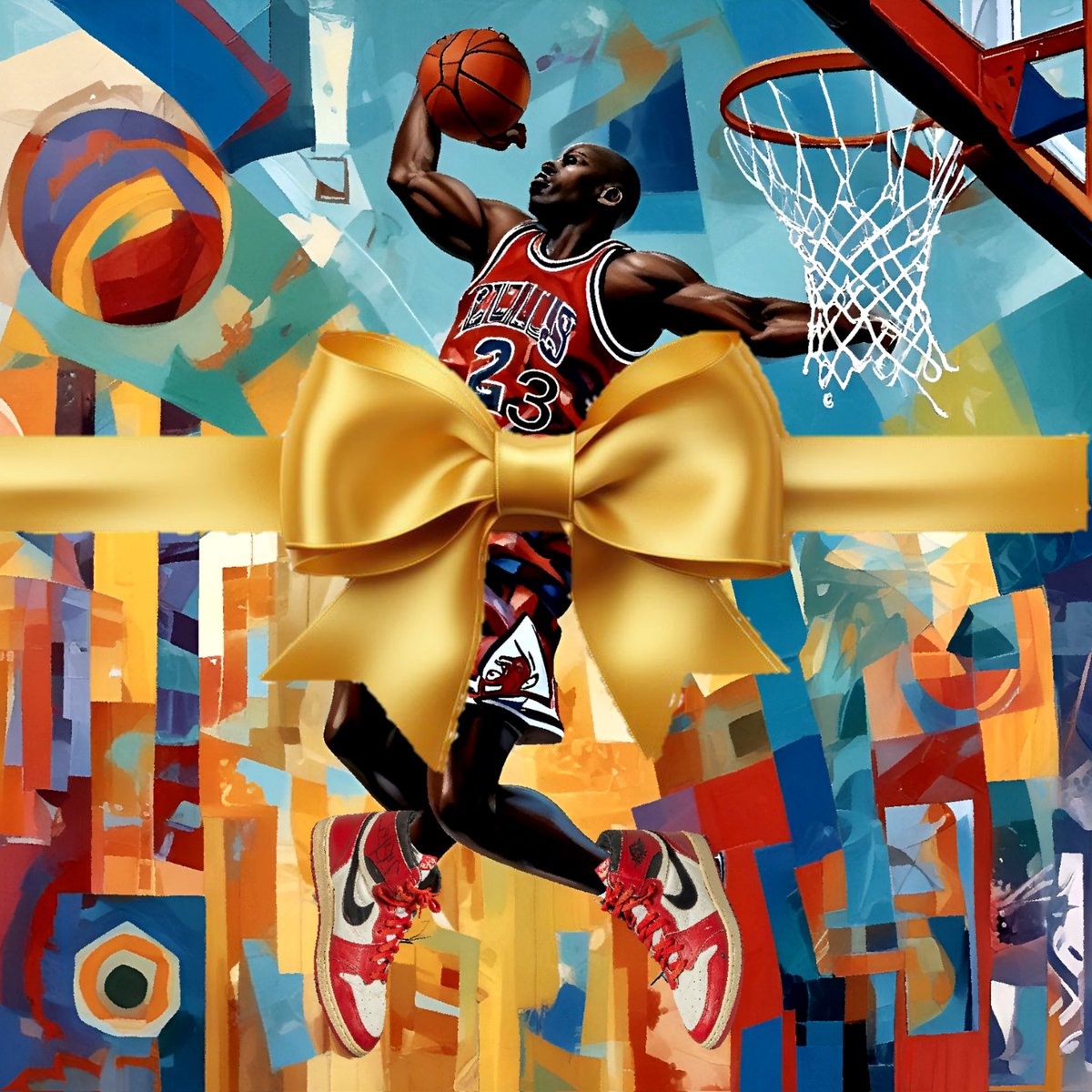 The value of the painting of Michael Jordan in mid-air, executing a powerful slam dunk. #Sports #michaeljordan #artmagazine #artcollector #picasso #socialmedia #worldnews #artnews #artfair #auctionhouse #artmuseum #nba #nbadraft #sportcollector #espnsports #espnsportcenter #nft