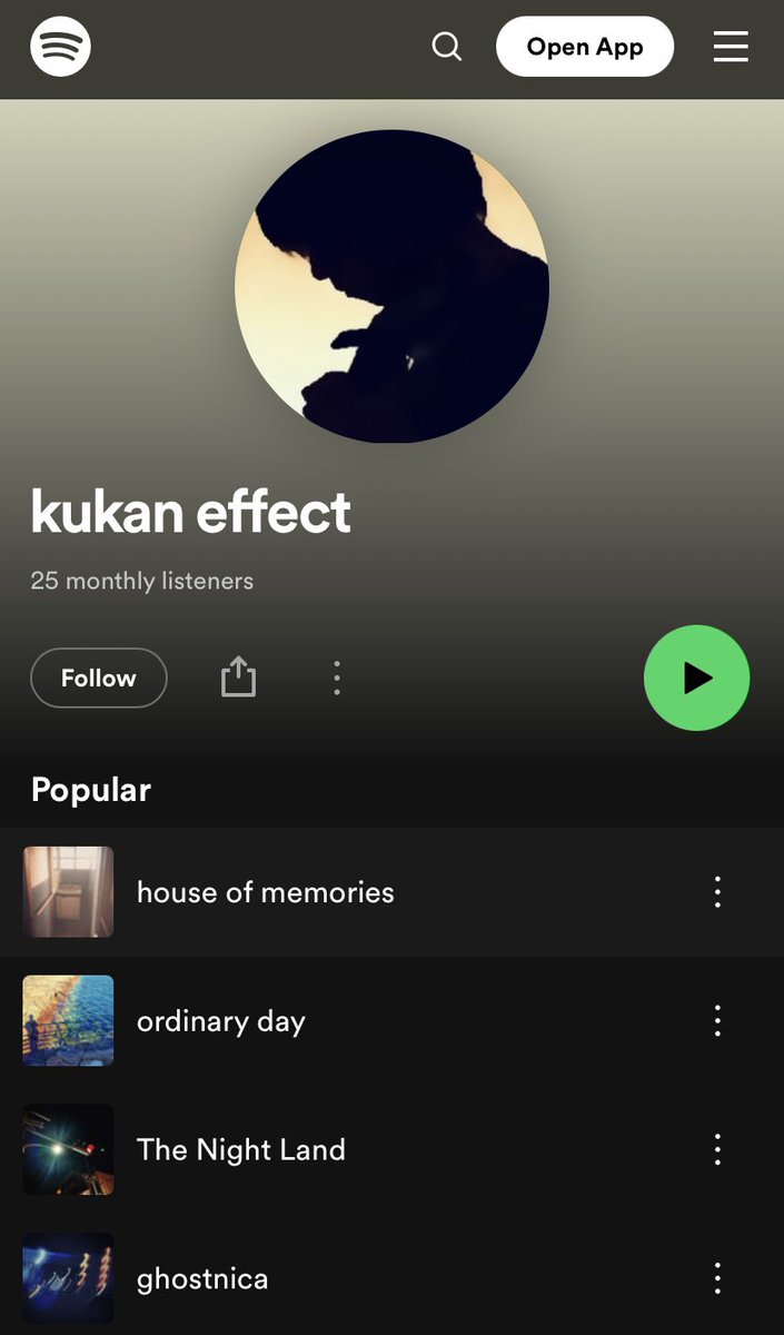 Kukan effect's track is also available on Spotify. I would be happy if you could give it a listen.
open.spotify.com/artist/1AMsFh3…

#spotify #ambient #music #guitar #drone #noise #chill #electronica #game #soundtrack #art #bandcamp #bandcampfriday #youtube #soundcloud #mixcloud #itunes…