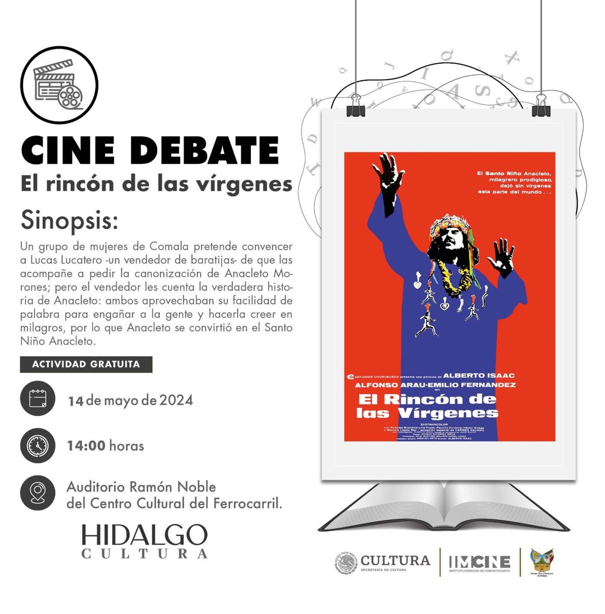 #CineDebate 🎥

Para los amantes de la literatura y el cine:
Adaptación de los cuentos Anacleto Morones y El día del derrumbe del libro de cuentos de Juan Rulfo
Película mexicana del director: Alberto Isaac,  📽  𝙀𝙡 𝙧𝙞𝙣𝙘𝙤́𝙣 𝙙𝙚 𝙡𝙖𝙨 𝙫𝙞́𝙧𝙜𝙚𝙣𝙚𝙨.