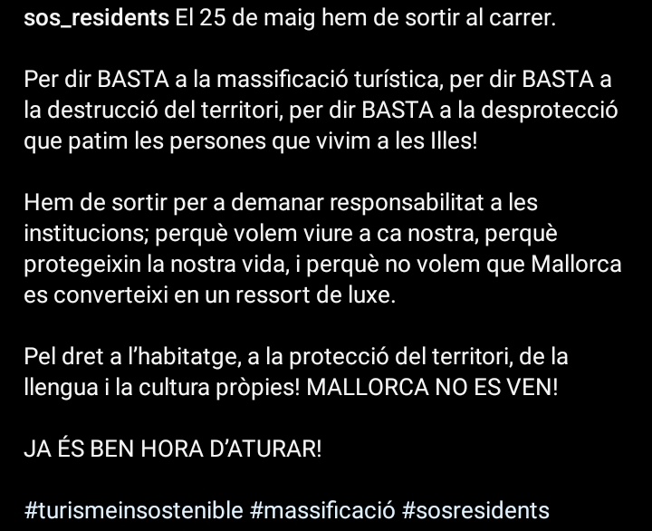 Gente de Mallorca, por favor, compartid esto. Salvemos nuestra isla

#MallorcaNoEsVen #TurismeInsostenible #Massificació #SOSResidents