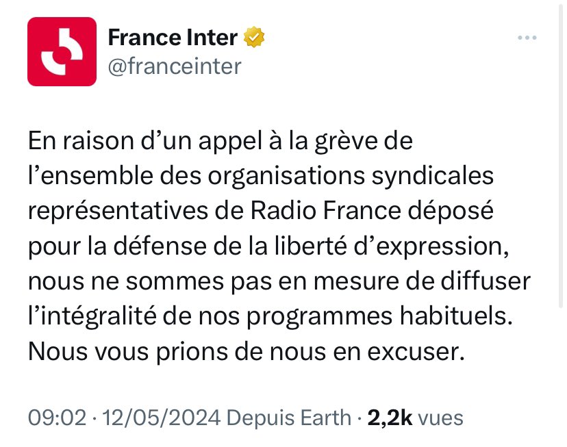 Soutien aux grévistes de Radio France ✊