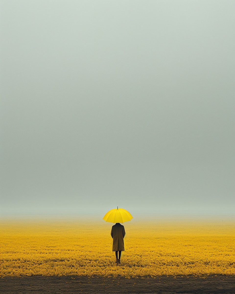 . . by Hanzo（hanzo.ai.art） Embracing Solitude A Dance of Yellow in the Mist . .