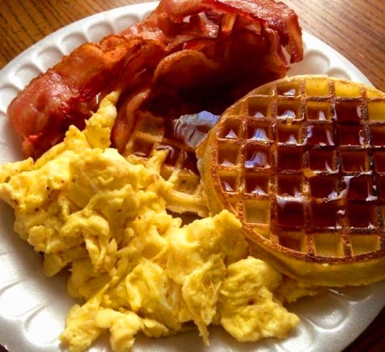 Waffles 🧇 with Syrup Bacon 🥓 and Scrambled Eggs homecookingvsfastfood.com #homecooking #food #recipes #foodpic #foodie #foodlover #cooking #hungry #goodfood #foodpoll #yummy #homecookingvsfastfood #food #fastfood #foodie #yum