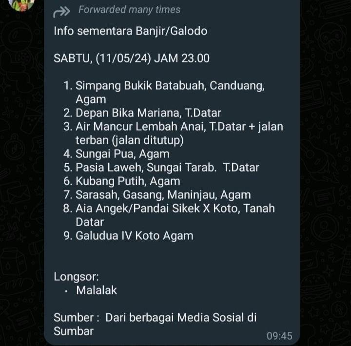 FaiNomady's tweet photo. Galodo (longsor lahar dingin) dan banjir di banyak titik di Sumatera Barat 11 Mei 2024. 
#PrayForSumbar https://t.co/SjONW5cYlK