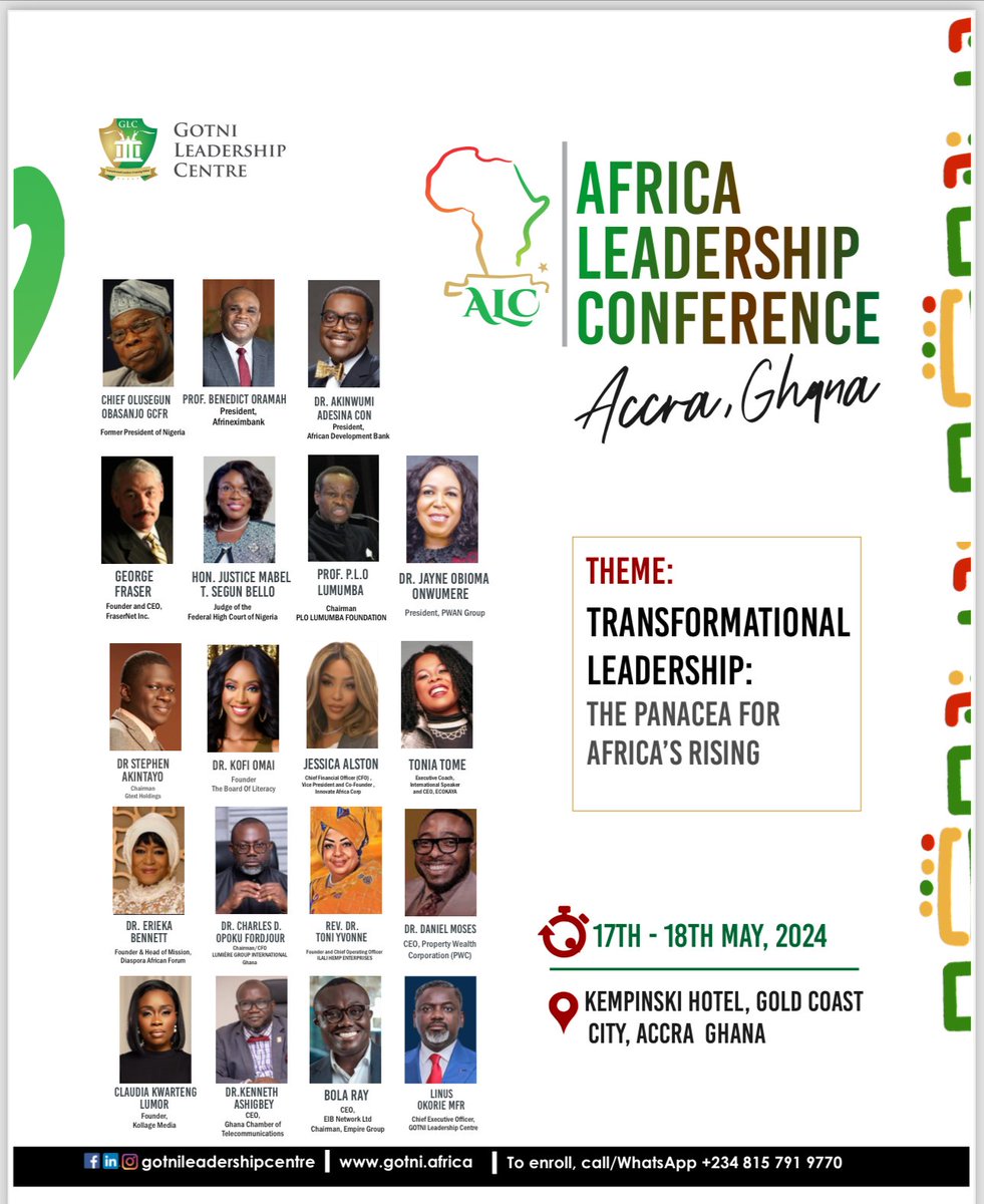 Get ready to be propelled to the next level. Mark your calendars for the Africa Leadership Conference. Be there...