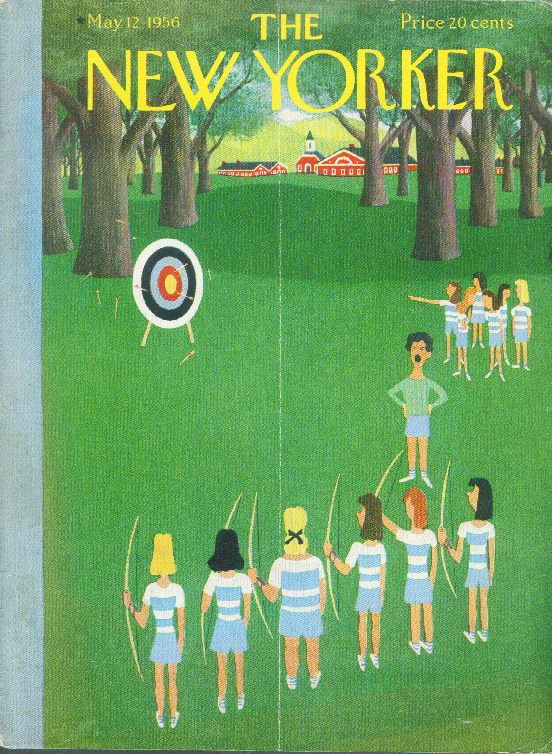 #OTD in 1956
Cover of The New Yorker, 12 May, 1956
Charles E. Martin
#TheNewYorkerCover #CharlesEMartin #archery #PhysEd #FinishingSchool