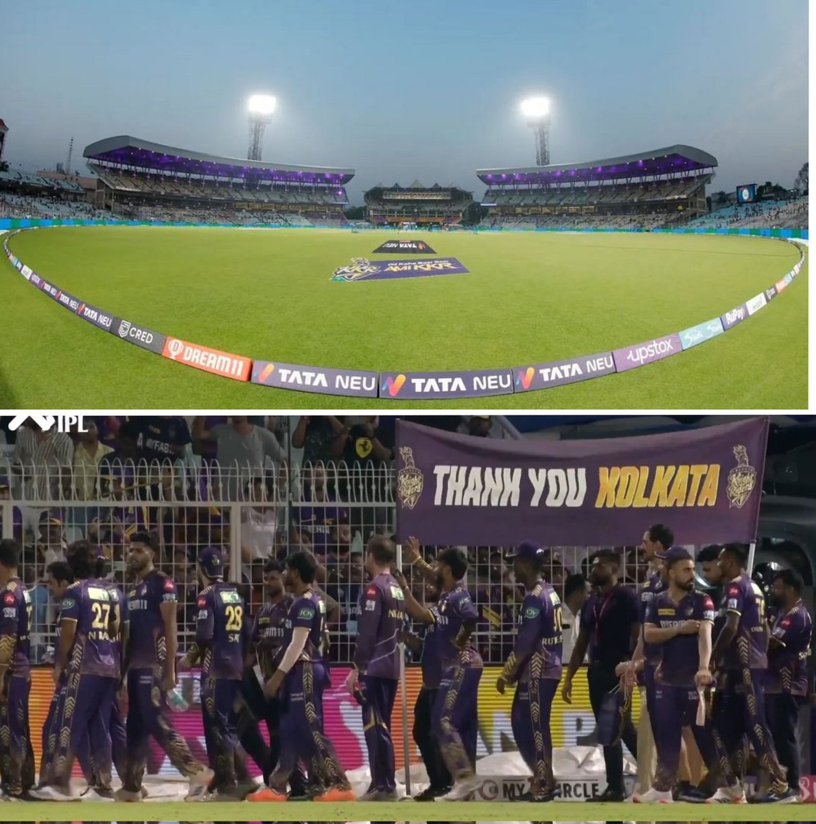 Teams with Most Wins at the Home Ground.

•KKR- 52 (Eden Garden)🔥
•MI- 52 (Wankhede)
•CSK- 49 (Chepauk)

Sujan Mukherjee crying in corner.