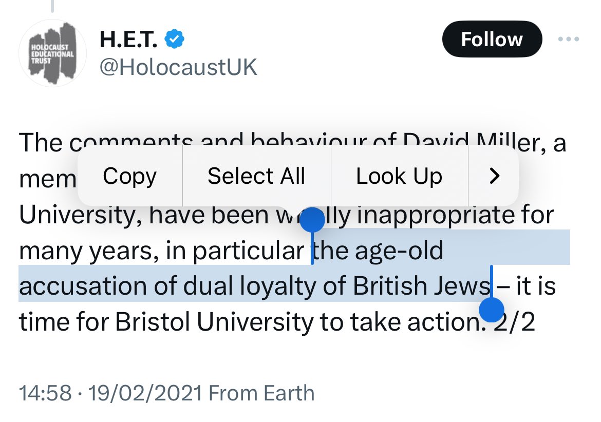 Jewdas noted the “us” in the post by Pollock, Chief Executive of the Holocaust Educational Trust. She is recklessly playing into this trope #GazaGenocide