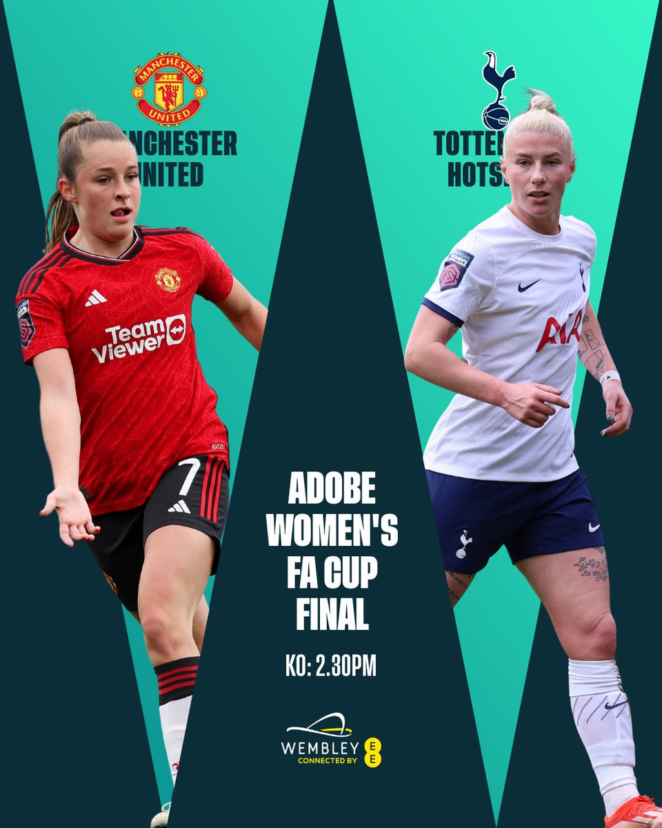 The day has arrived 🏆 The @AdobeWFACup final is here. 🆚 @ManUtdWomen v @SpursWomen 🏆 #WomensFACup Final 🕒 2.30PM 📺 BBC One