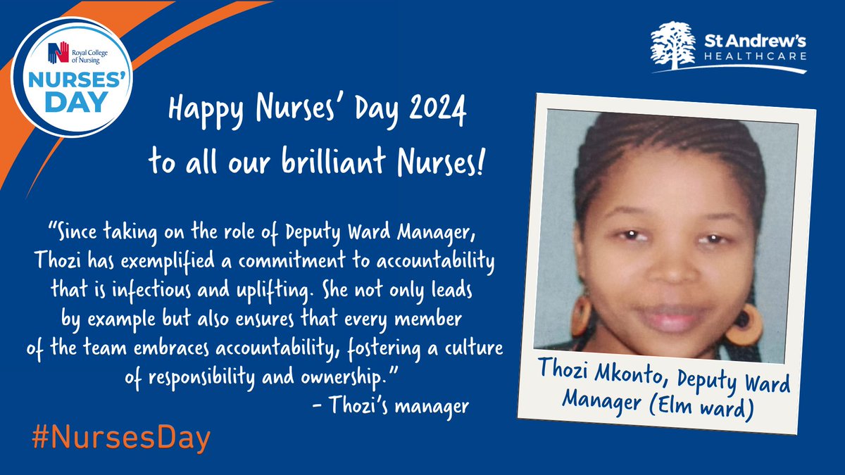 Happy International Nurses' Day! Care and compassion is at the heart of everything we do at St Andrew's, and our nurses are at the heart of our Charity. Thank you all for the part you play in delivering brilliant care for our patients. #WeAreSTAH #IND2024