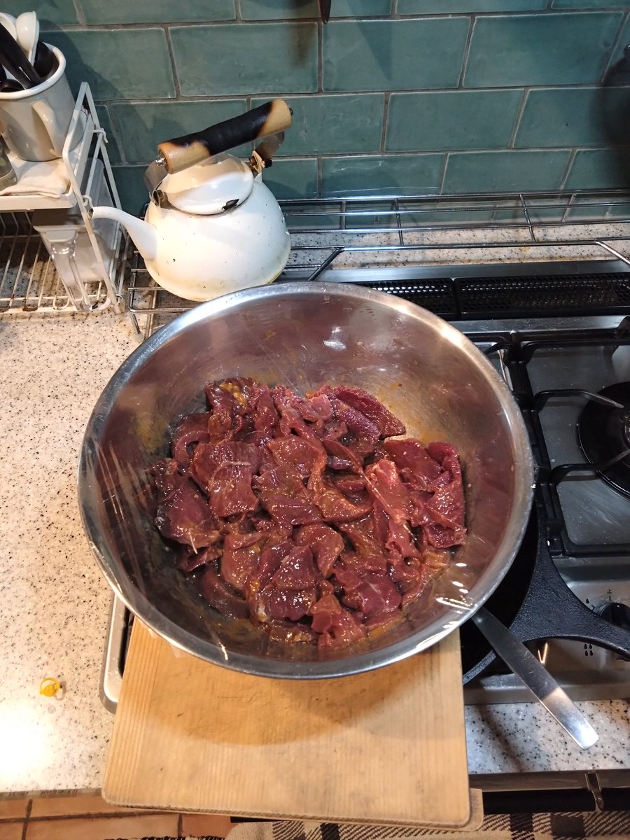 Finished up processing my deer. Marinated and sliced thin for jerky. The rest is in the freezer. It's exhausting to process a deer. Takes at least half a day to do everything properly and produce something edible. I teach my sons as I work tho, b/c they need too learn this.