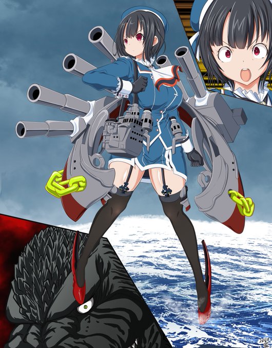 #高雄進水日 オレの中ではダンケルク、ビスマルクに次いで世界一かっこいいシルエットの軍艦・・・! 