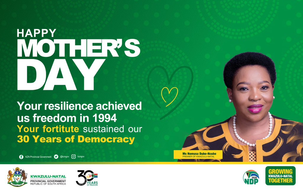 Premier Nomusa Dube-Ncube wishes all Mothers A Happy and Blessed Mothers Day. #MothersDay #30YearsofFreedom