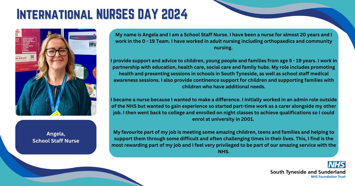 To celebrate #InternationalNursesDay, today we're shining a spotlight on some of our nurses who have told us all about their roles as nurses 🎉💙

First up, we have Angela 🙌 

#TeamSTSFT
