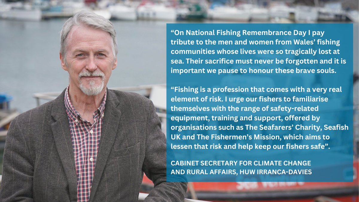 On National Fishing Remembrance Day, Rural Affairs Secretary, Huw Irranca-Davies pays tribute to the men and women from Wales’ fishing communities whose lives were so tragically lost at sea.

#NationalFishingRemembranceDay

<a href="/TheFishMish/">Fishermen's Mission</a>
<a href="/SeaFishUK/">Seafish</a>
<a href="/Seafarers_KGFS/">The Seafarers' Charity</a>