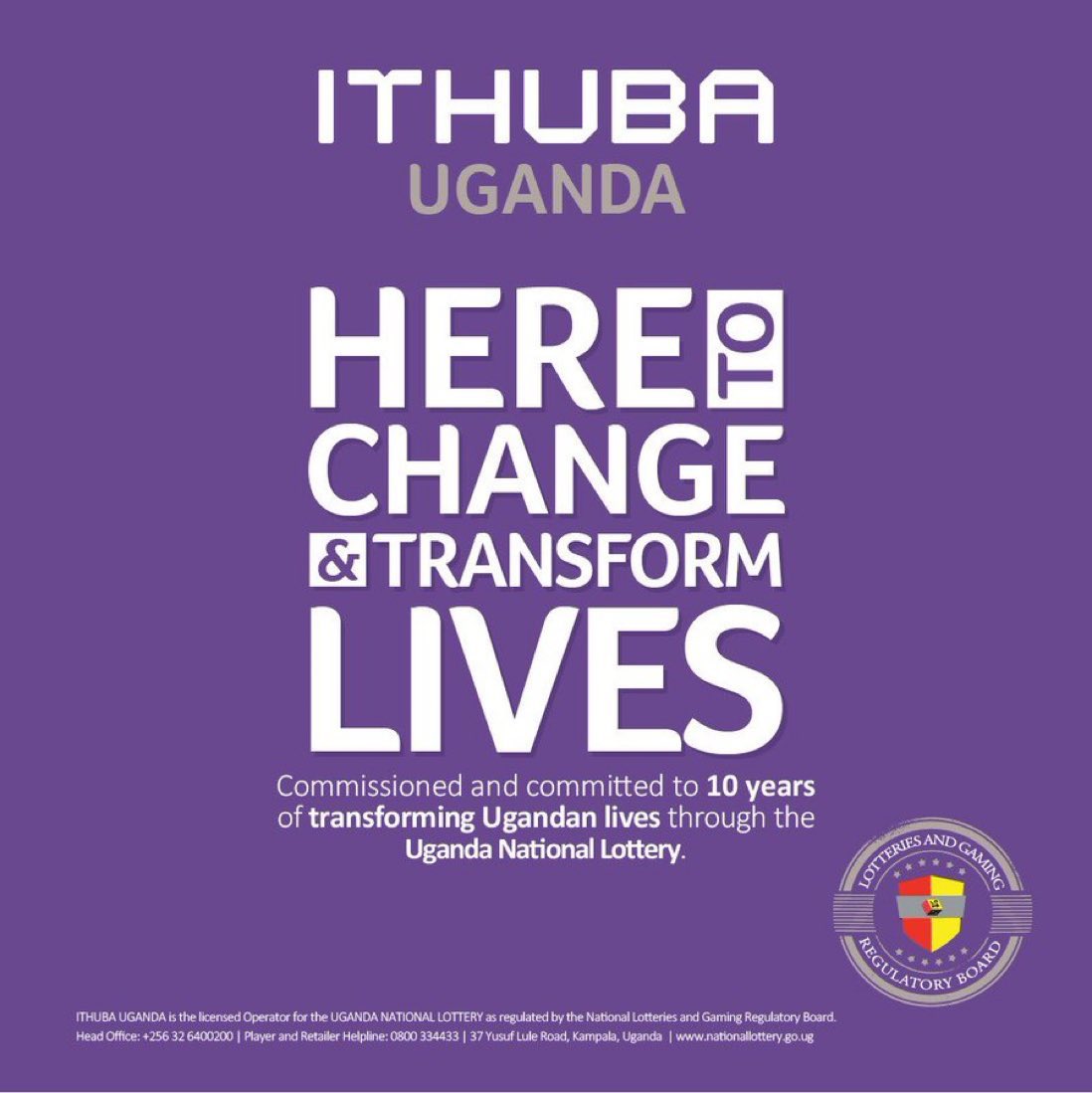 Redefine standards in ethical and efficient lottery operations as an agent with #ITHUBAUganda Call 0800 334 433 to become an agent.
