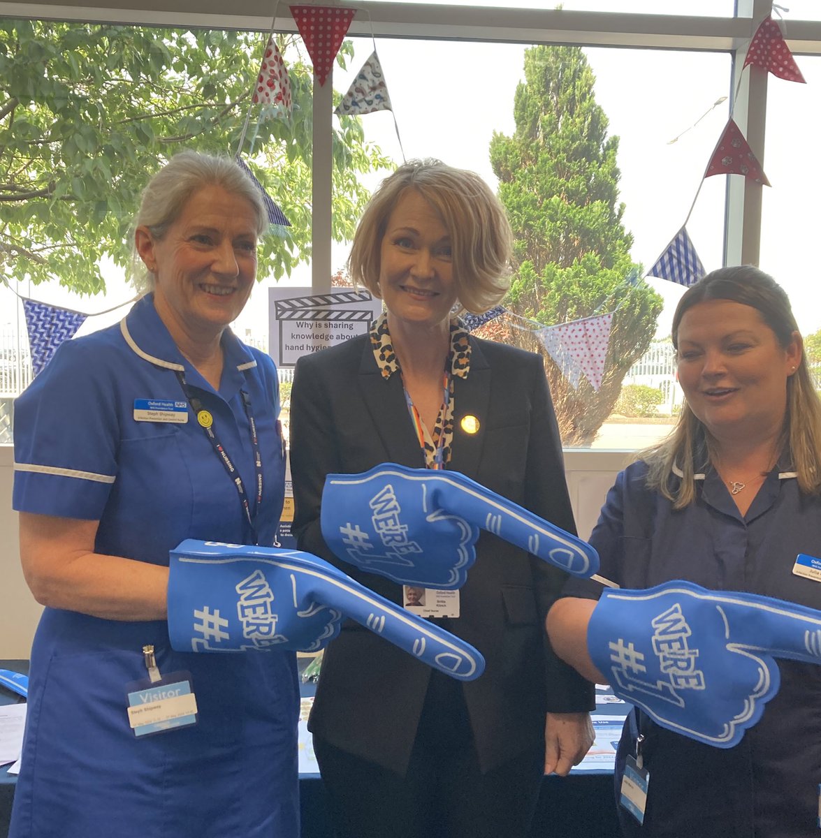 A huge thank you to all of our nurses at Oxford Health on International Nurses Day! We are grateful for your kindness, care and compassion, and the roles you play in our Trust. Photos shows our Chief Nurse Britta marking Hand Hygiene Day with colleagues #IND