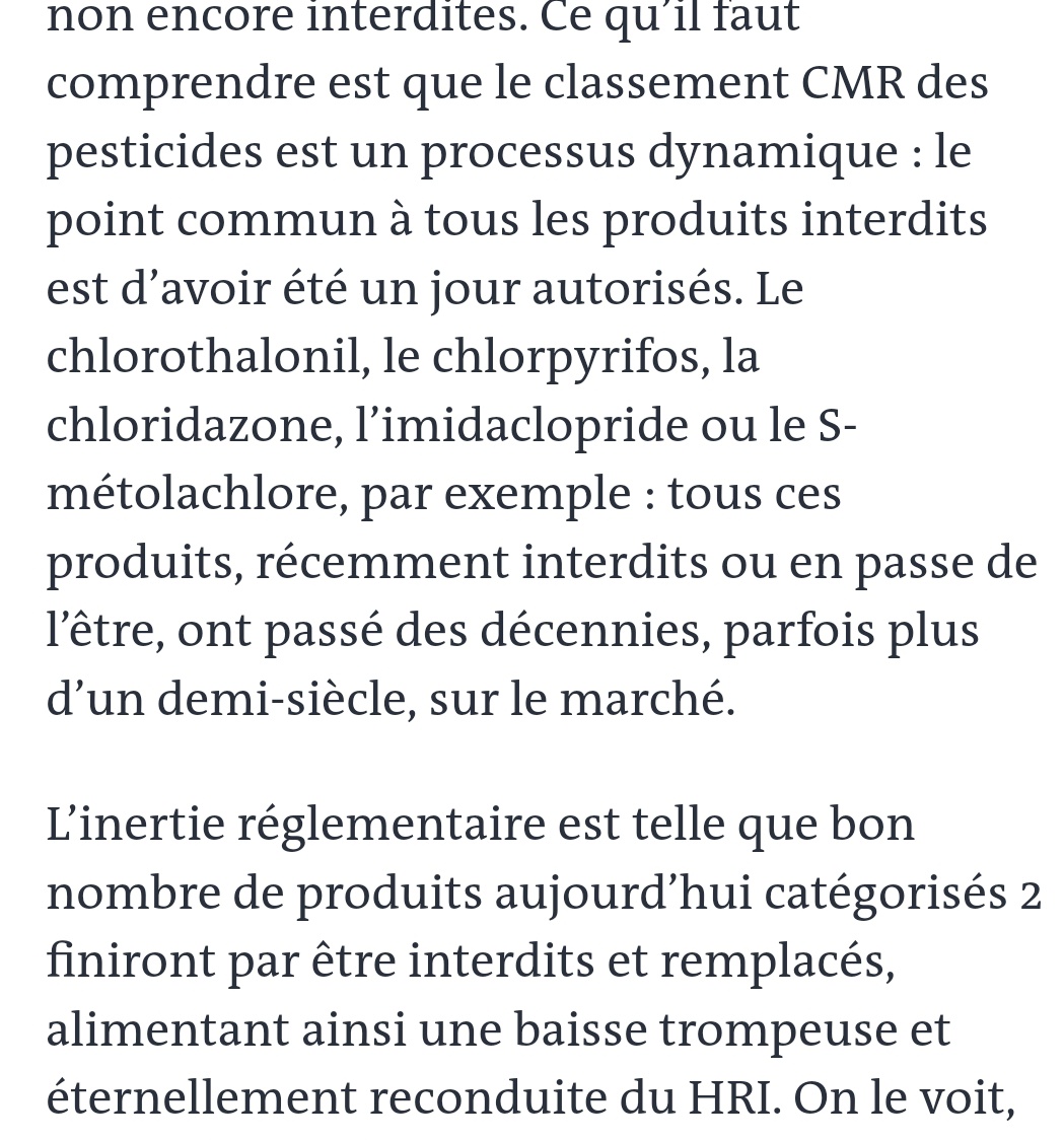 La chronique de @sfoucart dans @lemondefr dénonçant le nouveau classement Ecophyto selon la dangerosité est révélatrice:l'objectif est qu'un produit un temps classé peu dangereux soit à son tour classé dangereux pour être interdit dans une spirale sans fin
lemonde.fr/idees/article/…