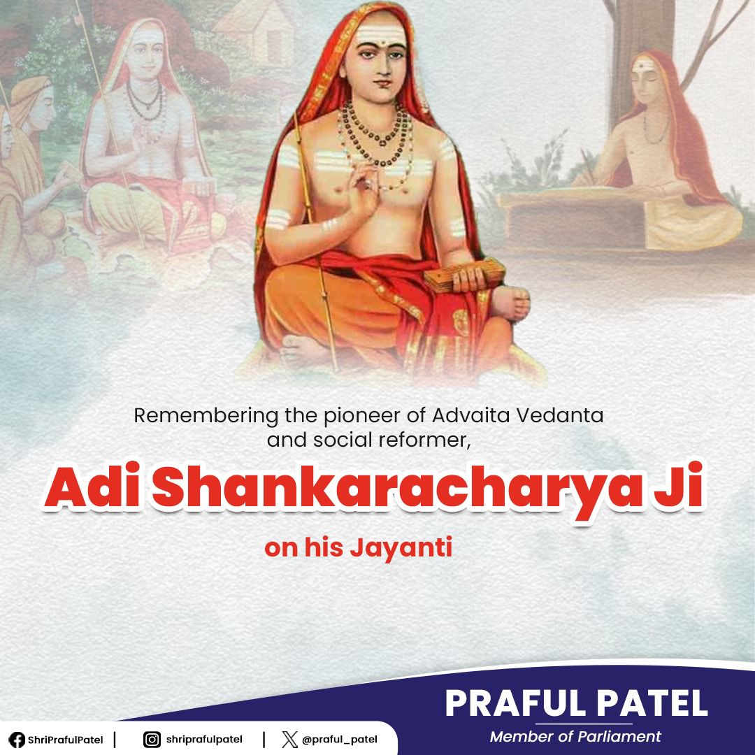 Honoring Adi Shankaracharya Ji on his Jayanti. A pioneer of Advaita Vedanta and a profound social reformer whose teachings have profoundly influenced spiritual thought.