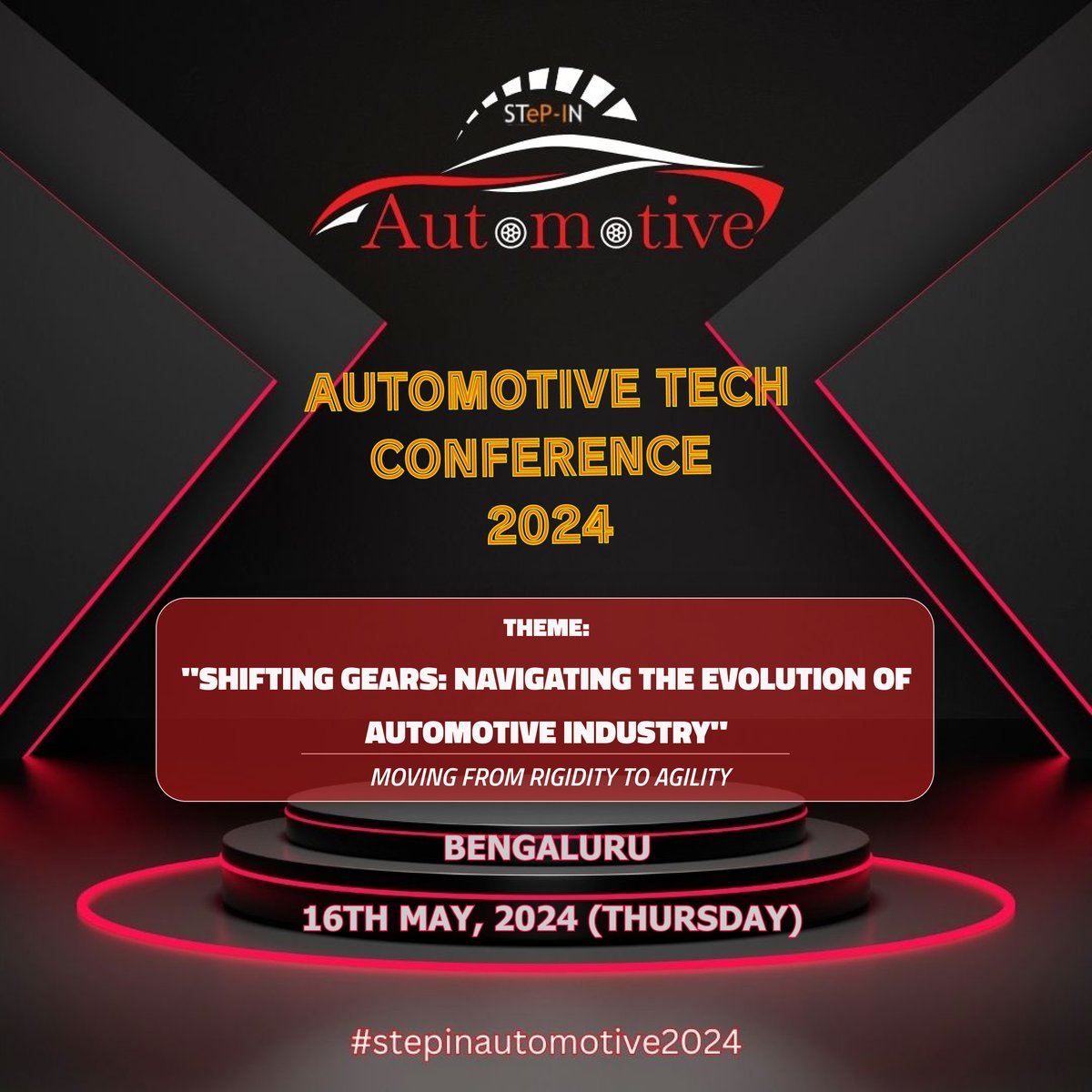 Save the Date! Gear up for the #Stepin_Automotive_Tech_Conference with theme of “Shifting Gears: Navigating the Evolution of the Automotive Industry” on May 16, 2024, in Bengaluru. Stay tuned for more updates! Click here to register: lnkd.in/g-WwScq2