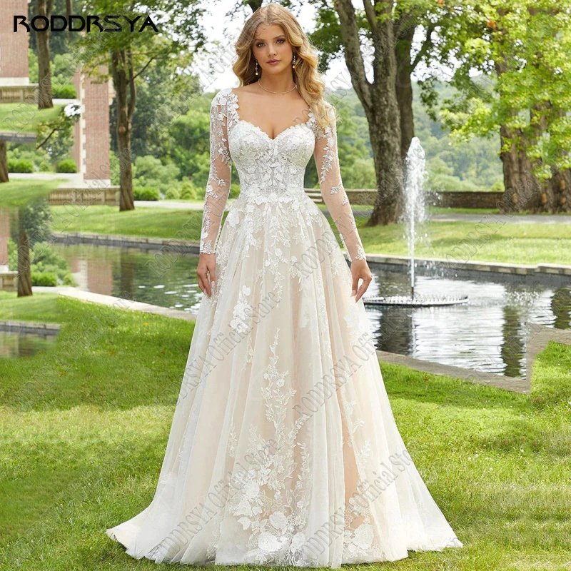 Top On Sale Product Recommendations!;RODDRSYA Lace Sweetheart Wedding Dress Long Sleeves Bridal Gowns Backless Appliques Sweep Train Vestidos De Noiva Mariage Beach;Original price: USD 196.00;Now price: USD 127.40;Click&Buy: s.click.aliexpress.com/e/_m0Rqx8i