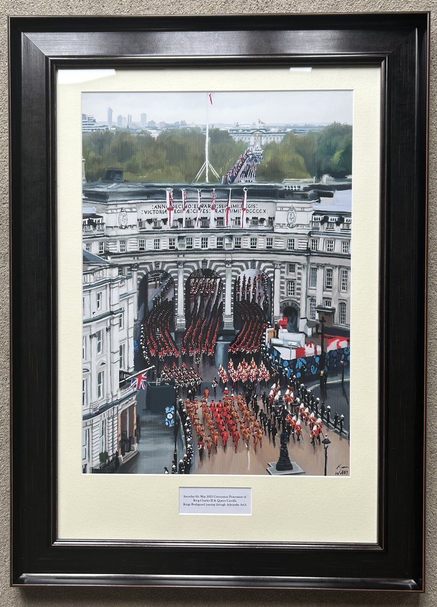 ‘Coronation day, the march through Admiralty Arch’ This piece was commissioned for Wellington barracks and now I’m excited to say only 20 A3 sized limited edition prints are now available. Message for details #AdmiraltyArch #CoronationDay #KingCharlesIII