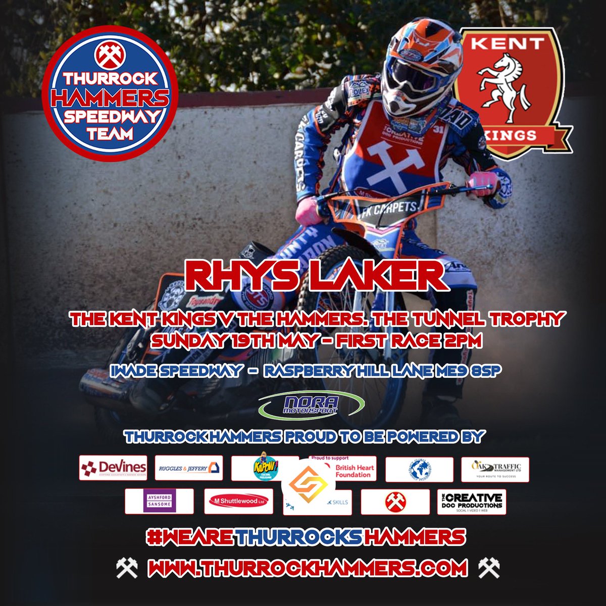 The Tunnel Trophy. The Kent Kings v The Hammers. Sunday 19th May 2024 (tapes up 2pm)  

We’re delighted to announce our next #Hammer  <a href="/Laker__31/">Rhys Laker</a> 👊🏻👊🏻

 #WeAreThurrocksHammers ⚒️⚒️