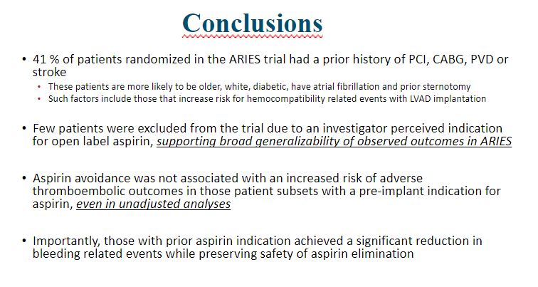 #HeartFailure2024 Is aspirin influencing haemocompatibility related adverse events after LVAD implantation? Insights from the ARIES-HM3 #HFA_ESC @FinnGustafsson