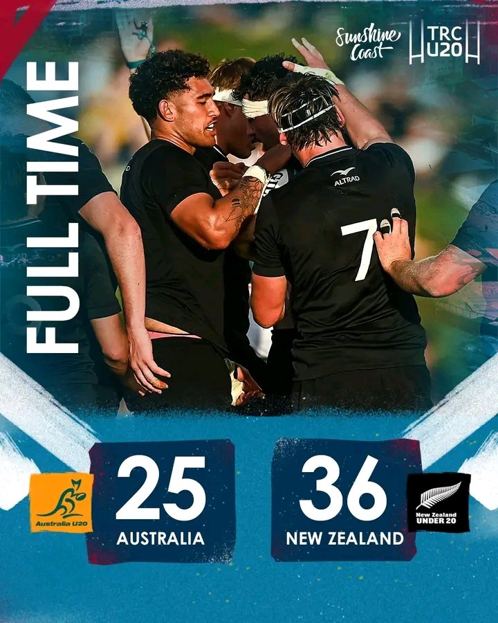 New Zealand U20 Too Strong as they Secure their second win over Hosts Australia in the 2024 Rugby Championship Under 20. Full-time Scores: Australia 25, New Zealand 36 #RugbyChampionship