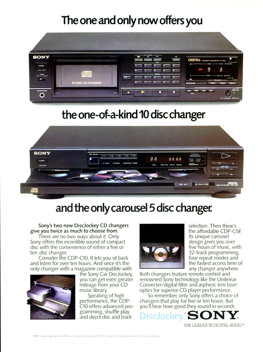 Sony was on a whole other level back in '87, rolling out a 10-disc changer just around the time when most folks were just beginning to adopt CDs.