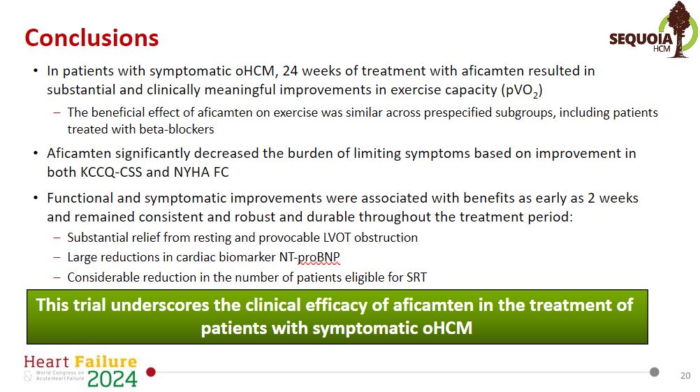 #HeartFailure2024 Aficamtem for obstructive HCM. Effective and requires less monitoring. The results of SEQUOIA-HCM. Shall we remove “obstruction' from HCM? #HFA_ESC @MartinMaronMD