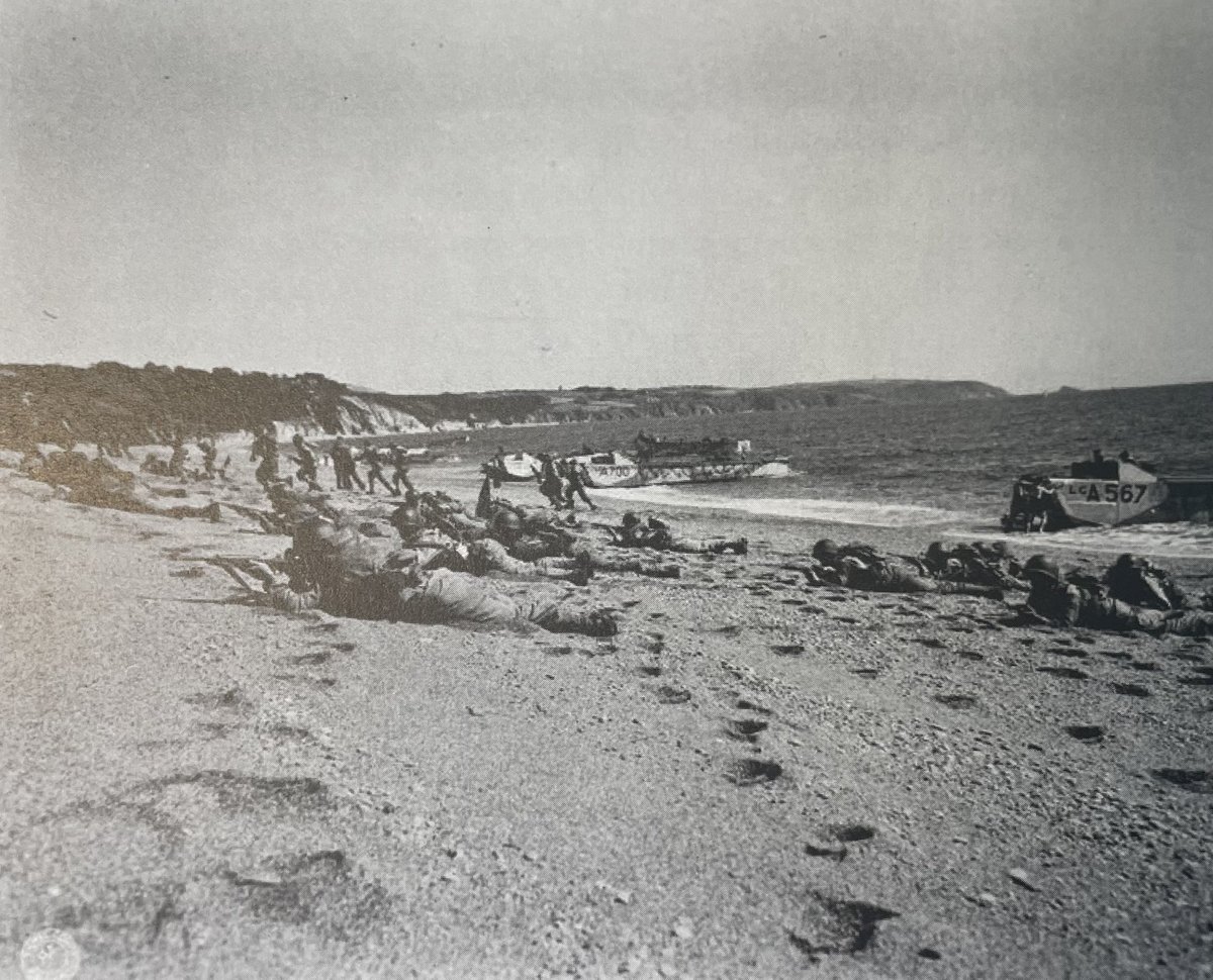 US troops landing on a beach in Devon in April 1944 as part of Exercise Tiger, preparing for the D-Day Normandy landings.