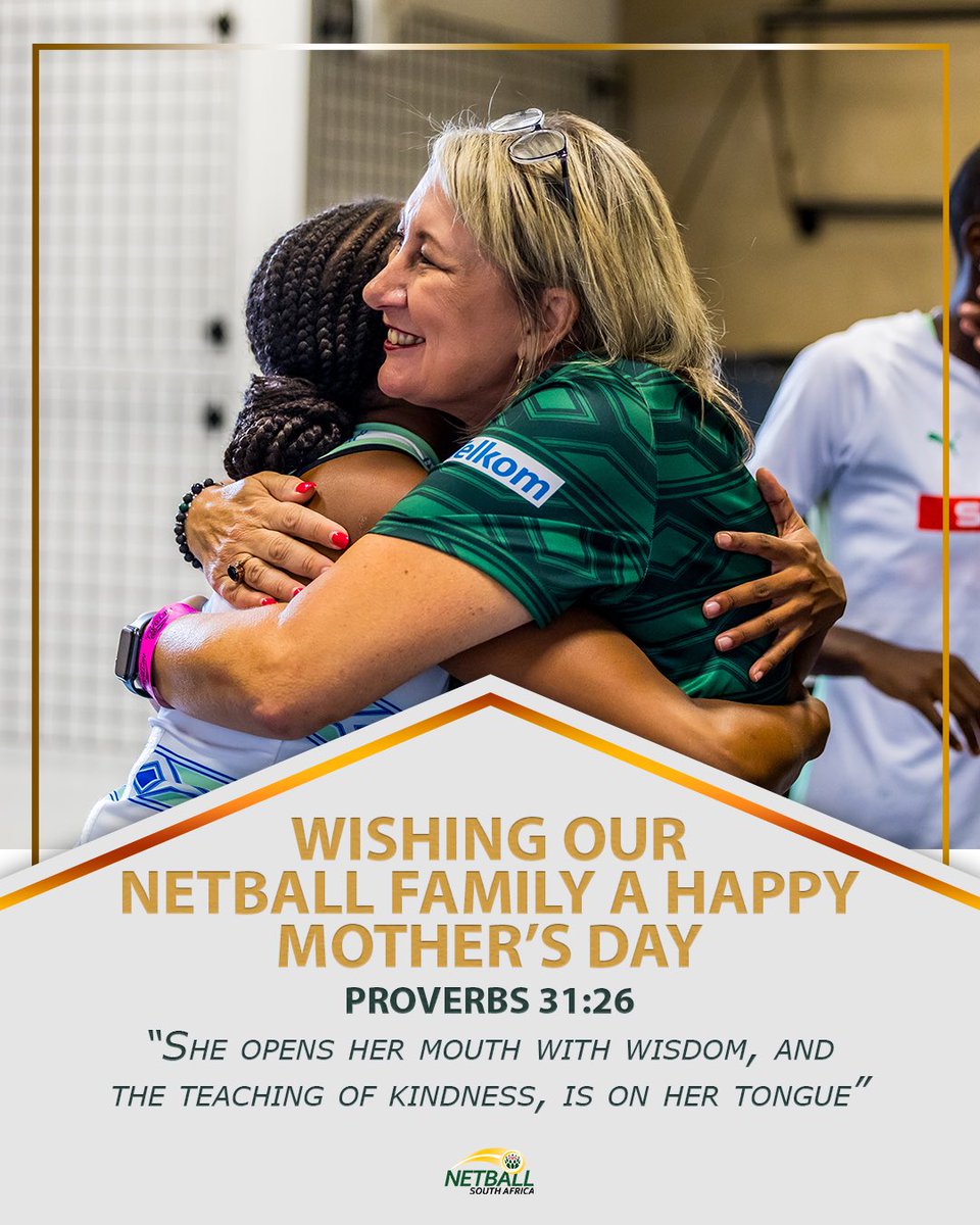 Wishing our Netball family a happy Mother’s Day 💝 “She opens her mouth with wisdom; and the teaching of kindness is on her tongue” Proverbs 31:26 #netballfamily | #netballsouthafrica
