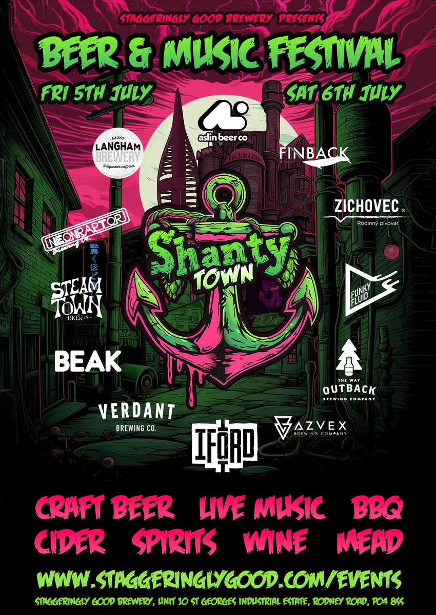 SECOND BREWERY ANNOUNCEMENT IS HERE 👀 Have you got your tickets yet? 

TICKETS 🎟️:
simpletix.com/e/shanty-town-…

#beerfest #staggeringlygoodbrewery #musicfest #craftbeer #realale #portsmouth #southsea #pompey #beer