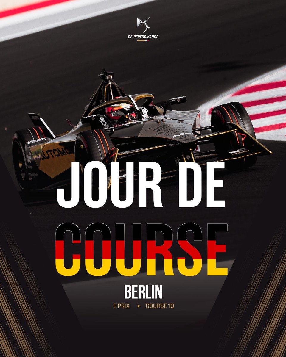 Rendez-vous à Berlin pour la 10ème étape du championnat de Formule E. 🏁

#DSautomobiles #DSPENSKE #ABBFormulaE #motorsport #FormuleE