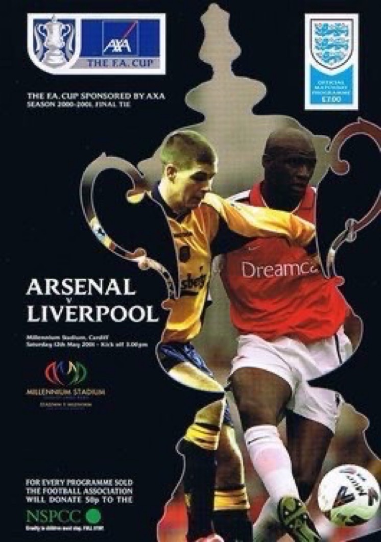 12 May 2001. Liverpool beat Arsenal 2-1 in the 1st FA Cup Final held outside England, at Cardiff’s Millennium Stadium. Michael Owen scored the winning goal. The move to Cardiff was due to the reconstruction of Wembley Stadium. It was Arsenal’s 14th final and Liverpool’s 12th.