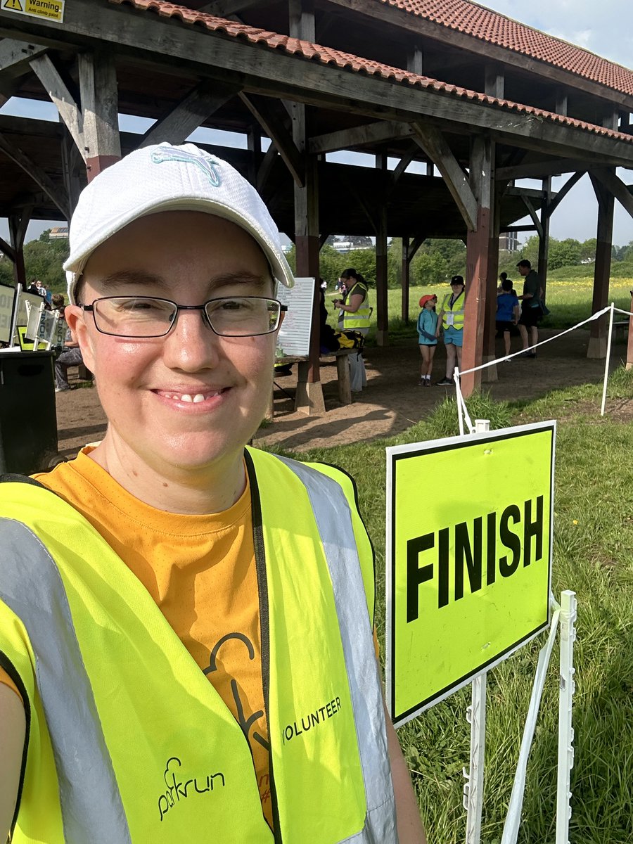 Volunteering at Junior @parkrunUK this morning with Longrun Meadow. I’ve got hi-vis and the word “manager” in my role title…living my best life!
