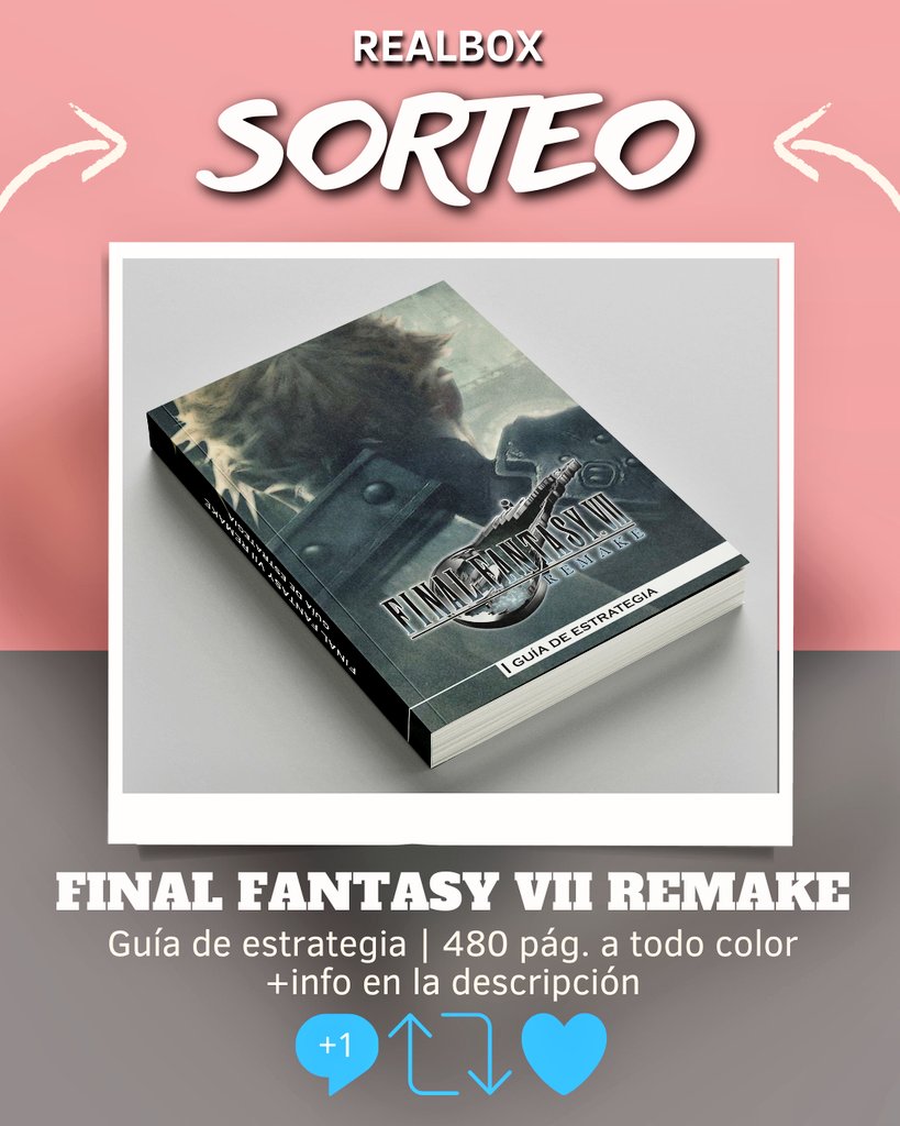RealBox_ED's tweet image. 📣¡¡SORTEAZO!!🥳
Celebramos que al fin están disponibles nuestras guías de Final Fantasy VII Remake en nuestra web. Por ello, sorteamos una Guía de estrategia. Para ello:
🌟🌟🌟
1️⃣ Etiqueta a 1 amig@ 🫂
2️⃣ Haz retweet 😘
3️⃣ Danos un like 😋
🌟🌟🌟
El día 15/06 tendremos ganador🥳