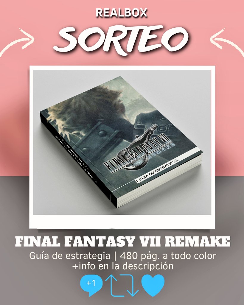 📣¡¡SORTEAZO!!🥳 Celebramos que al fin están disponibles nuestras guías de Final Fantasy VII Remake en nuestra web. Por ello, sorteamos una Guía de estrategia. Para ello: 🌟🌟🌟 1️⃣ Etiqueta a 1 amig@ 🫂 2️⃣ Haz retweet 😘 3️⃣ Danos un like 😋 🌟🌟🌟 El día 15/06 tendremos ganador🥳