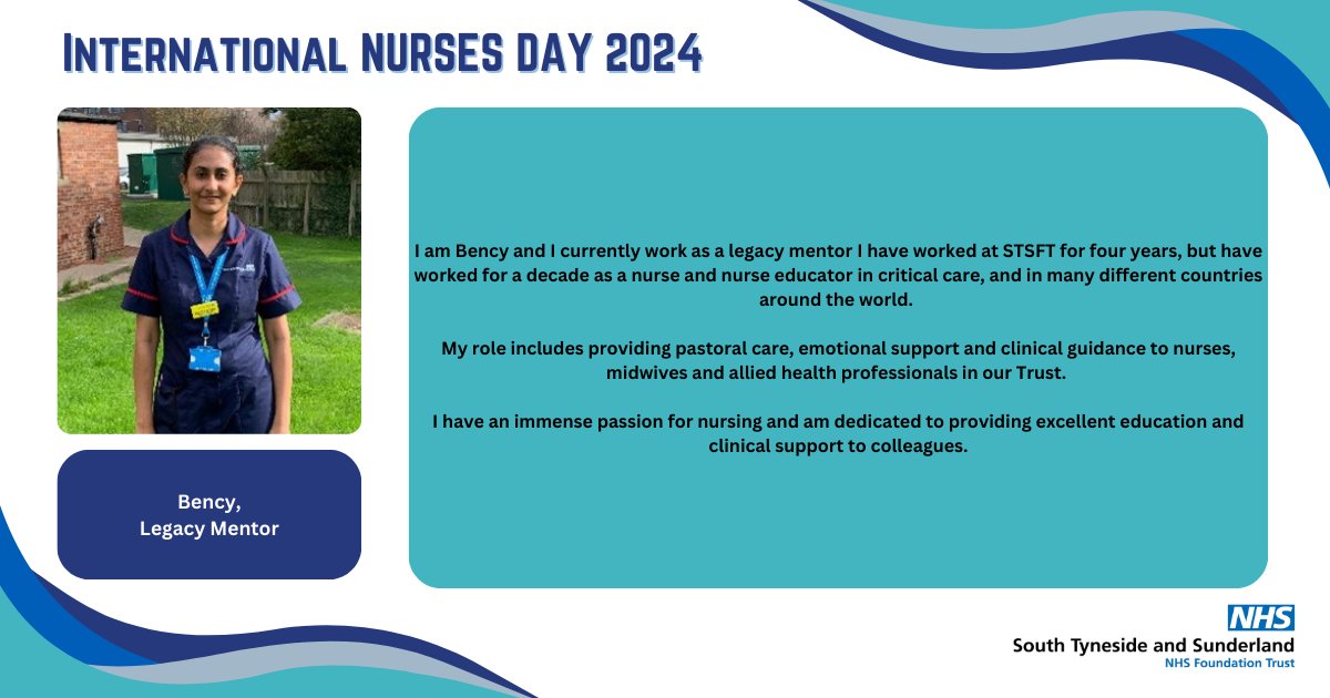 To celebrate #InternationalNursesDay, today we're shining a spotlight on some of our nurses who have told us all about their roles as nurses 🎉💙

Next up, we have Bency 🙌 

#TeamSTSFT