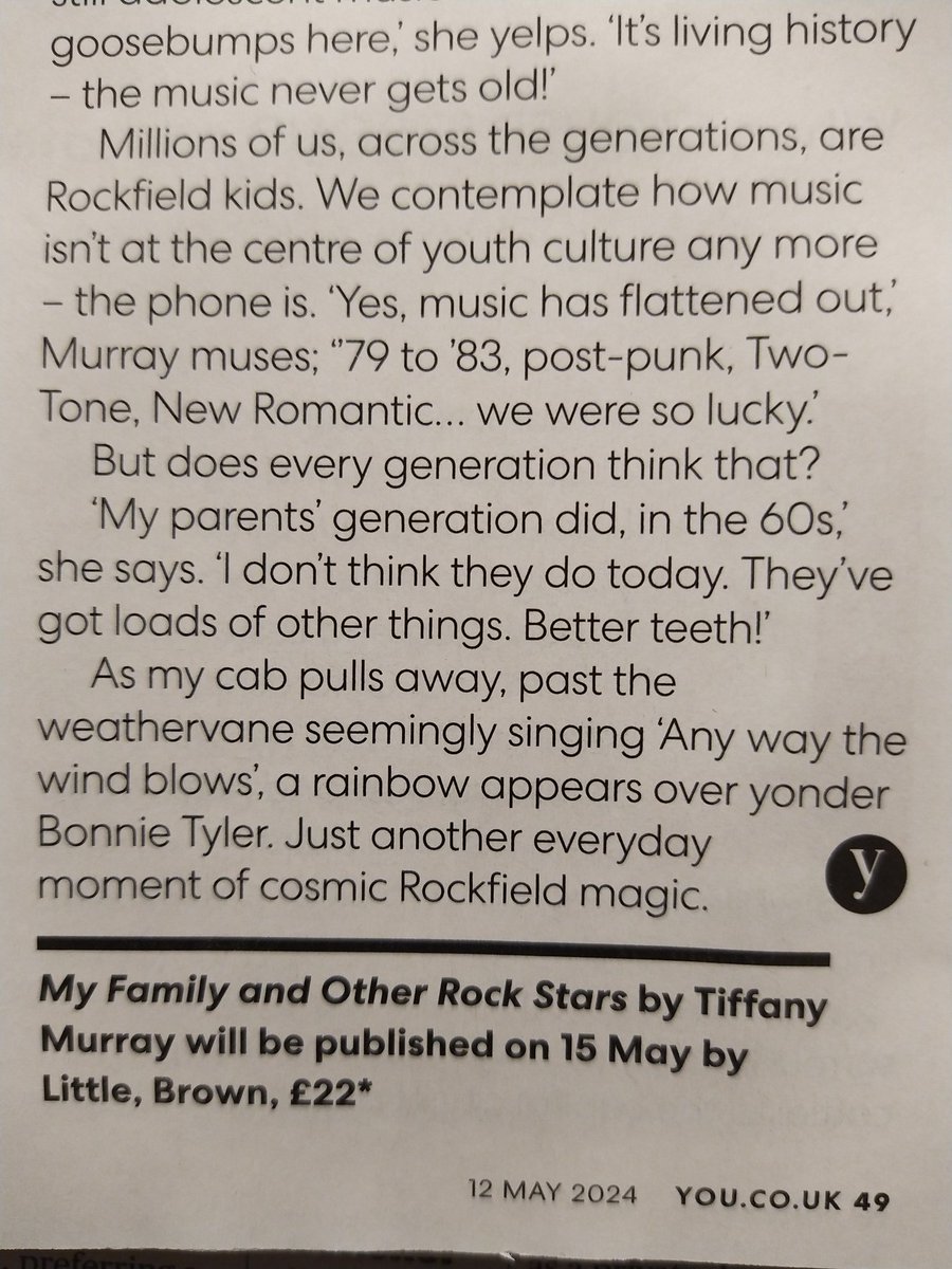 A bloody gorgeous interview with the Queen @SylvPatterson at @Rockfieldstudio for My Family and Other Rock Stars in You Magazine today. And this is it: 'Millions of us, across the generations, are Rockfield kids.' YES! Thank you, Sylvia!