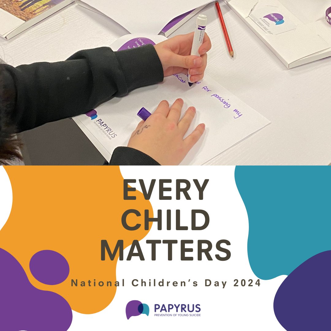 Happy National Children's Day!💜 Today is an opportunity to recognise the importance of a healthy childhood and protect the rights and freedoms of all children and young people. PAPYRUS is dedicated to protecting young lives, ensuring a future filled with hope. #NCDUK2024