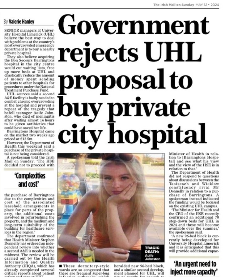 Government rejects UHL proposal to buy private city hospital. 

Valerie Hanley 
#HealthCrisis