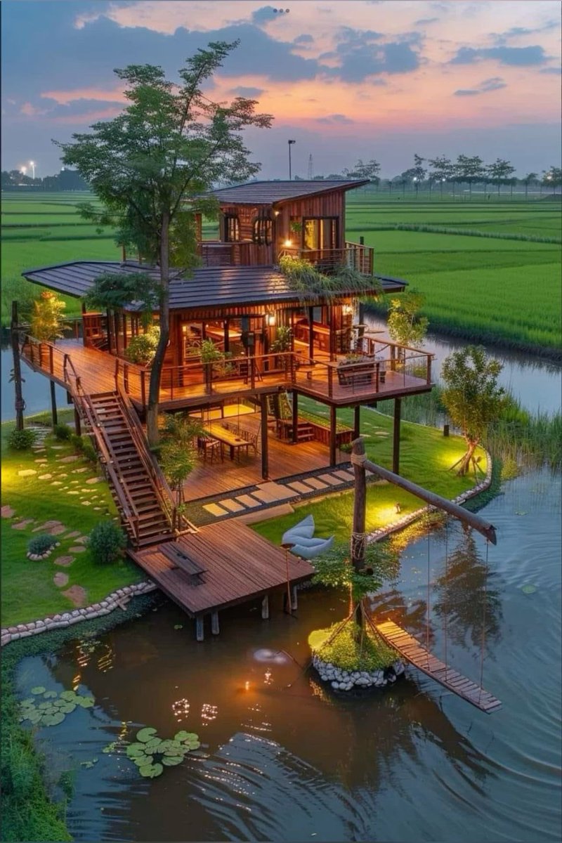 House on pond.