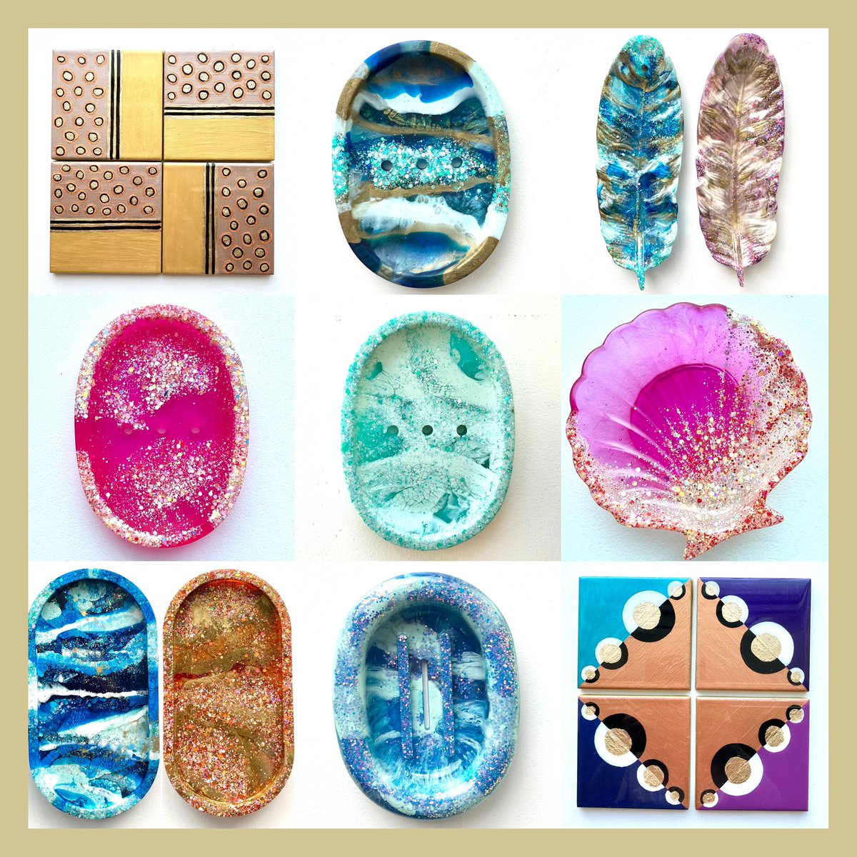 Check out these new resin items in my shop, new tiles coasters, soap dishes, trays & feather dishes. The perfect gift for any occasion: muresindesigns.etsy.com #UKGiftHour #ukgiftam #shopindie #crafturday #sundayfringe #craftbizparty #giftidea